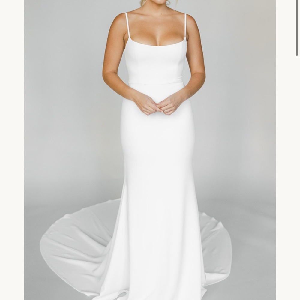 White Sleeveless Spaghetti Strap Wedding Gown